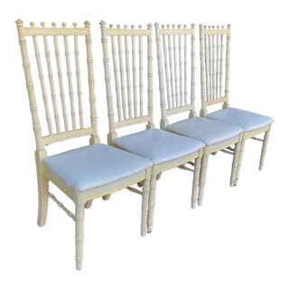 1970s Faux Bamboo Thomasville Dining Chairs - Set of 4 For Sale