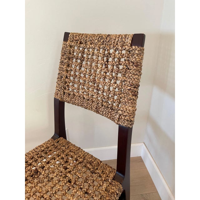 Brown Mahogany Frame Woven Dining Chair For Sale - Image 8 of 12