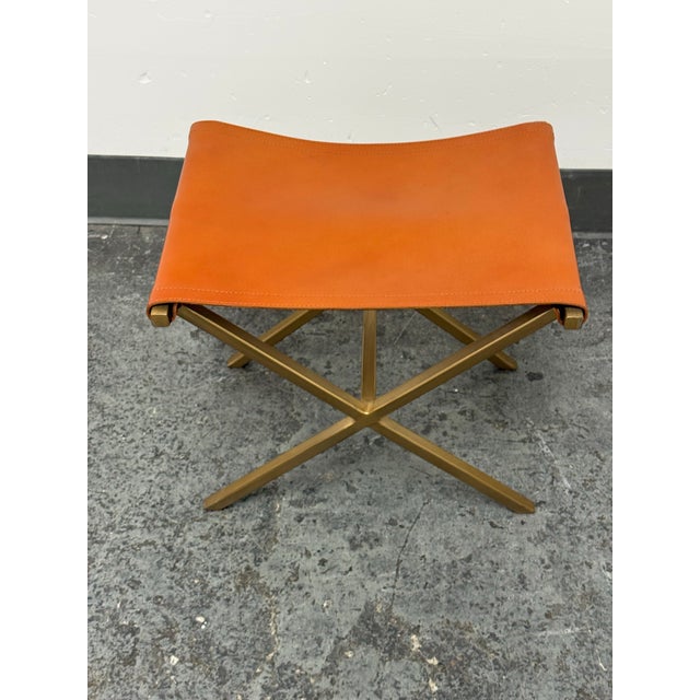 Cb2 Leather Director's Stool For Sale - Image 9 of 12
