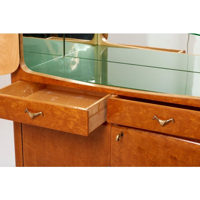 Italian Birdseye Maple Bar Cabinet, 1950s For Sale - Image 12 of 18