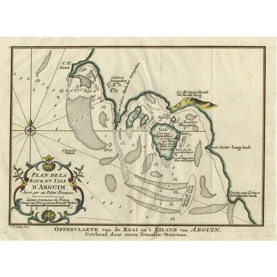 Antique Map of the Bay and Island of Arguin, Mauritania, 1747 For Sale - Image 6 of 6