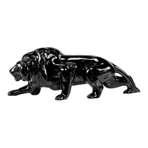 Mid-Century Modern Porcelain Black Lion Table Sculpture