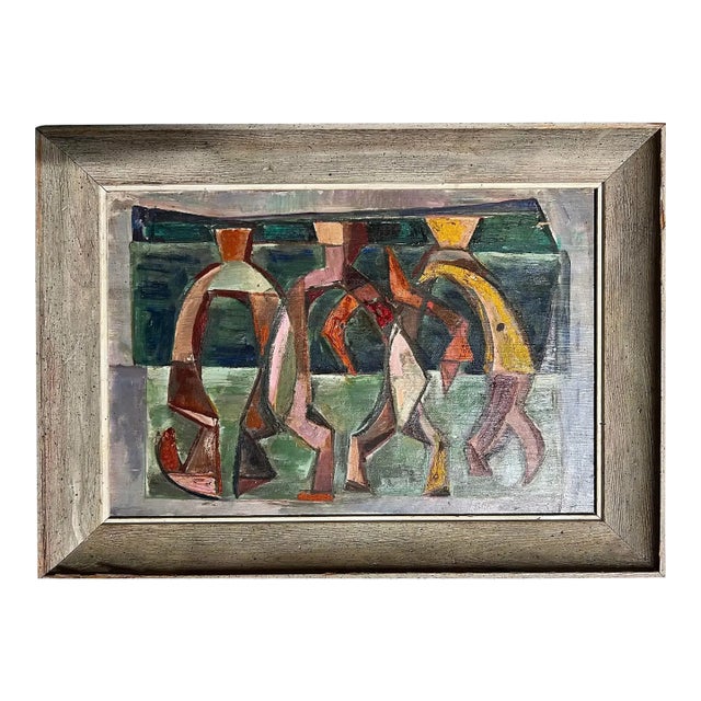 1951 E. Romano "Abstractions" Oil Painting on Artist Board For Sale