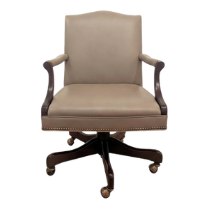 Late 20th Century Cabot Wrenn Norfolk Swivel Leather & Mahogany Chair