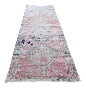 Vintage Turkish Oushak Wool Runner -4′6″ × 11′11″