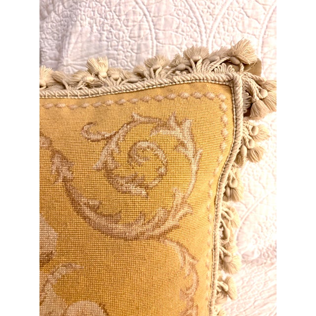 Vintage Aubusson Needlepoint Petit Point Pillow With Cherubs Angels Tassel Trim For Sale In Louisville - Image 6 of 12
