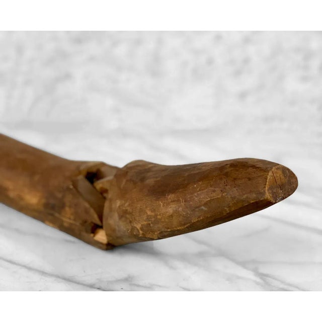 Brown Antique Primitive Wood Cobblers Boot Form Prosthetic Leg For Sale - Image 8 of 11