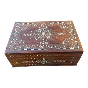 Moroccan Bone Inlay Jewelry Case With Shelf