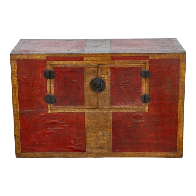 Antique Korean Painted Marriage Chest For Sale