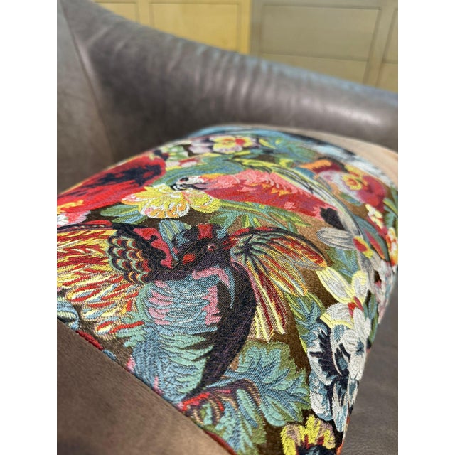 English Handmade Mocha Velvet Tropical Cushion Cover For Sale - Image 3 of 15