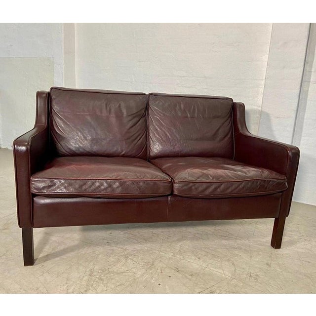 1960s Vintage Danish Dark Cognac Leather Two-Seater Sofa from Stouby, 1960s For Sale - Image 5 of 18