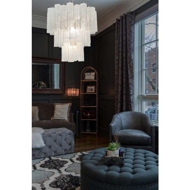 Big Three-Tier Murano Glass Tube Chandelier in White Albaster, 1980s For Sale - Image 9 of 12
