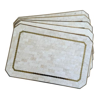1980s Tessellated Stone Placemats From Maitland-Smith - Set of 5 For Sale
