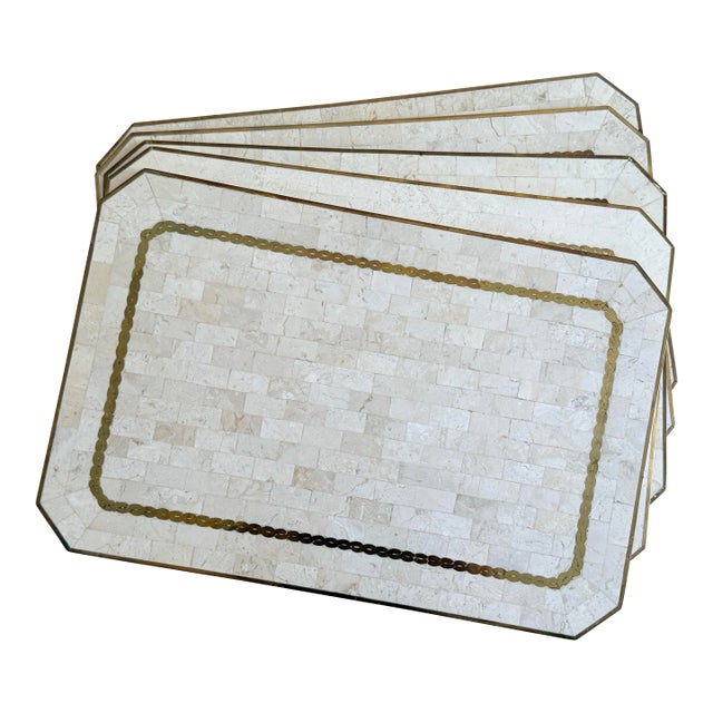 1980s Tessellated Stone Placemats From Maitland-Smith - Set of 5 For Sale