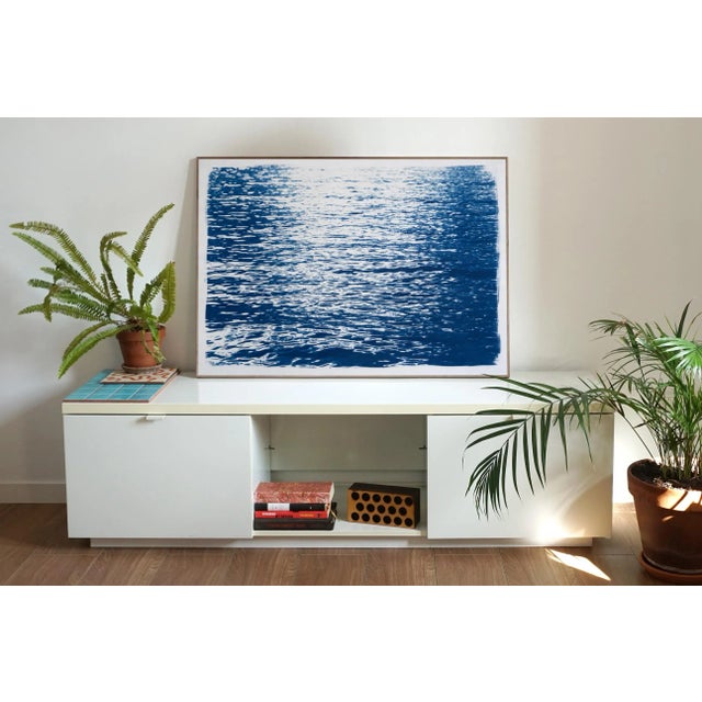 Abstract Ripples Under Moonlight, Nautical Blueprint on Watercolor For Sale - Image 4 of 13