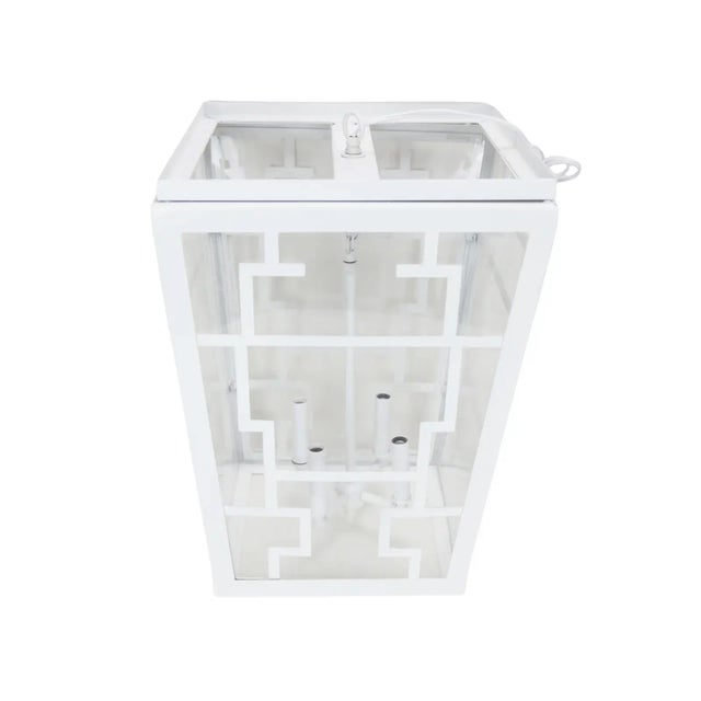 Handmade Iron White Lantern Chandelier For Sale In New York - Image 6 of 9