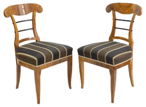Set of 19th Century Biedermeier Walnut Shovel Chairs