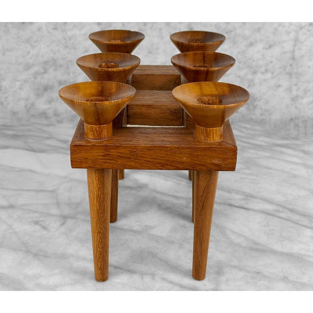 Mid 20th Century Mid-Century Danish Teak Sculptural Candelabra Candlestick Holder For Sale - Image 5 of 9
