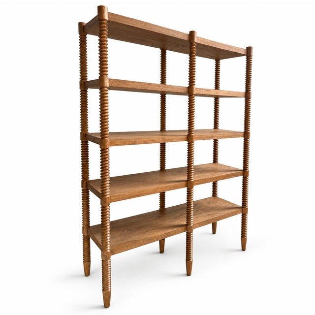 Carved Spindle Wood Bookcase For Sale In Los Angeles - Image 6 of 11