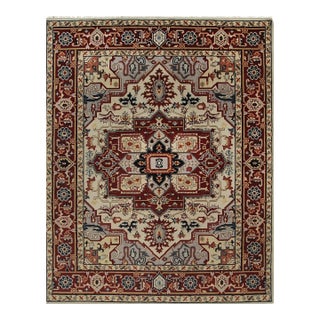 10x14 Sophisticated Radiant Ivory Floral Medallion Hand Knotted Wool Carpet Rug For Sale