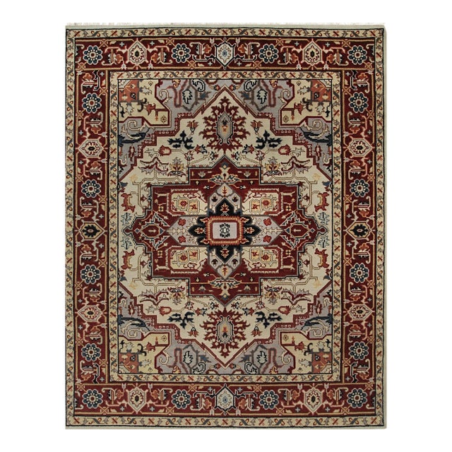 10x14 Sophisticated Radiant Ivory Floral Medallion Hand Knotted Wool Carpet Rug For Sale