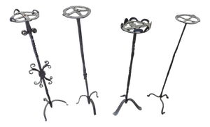 Spanish Gothic Wrought Iron Candlesticks, Late 15th Century, Set of 4