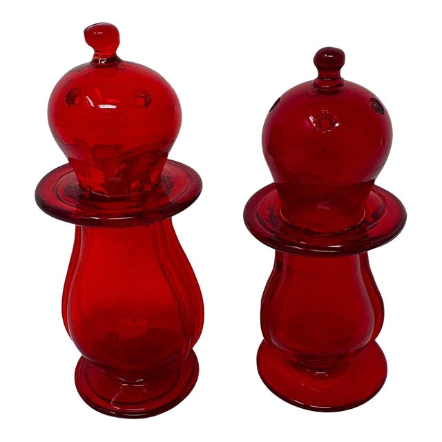 1950s Murano Glass Ruby Salt and Pepper - a Pair For Sale