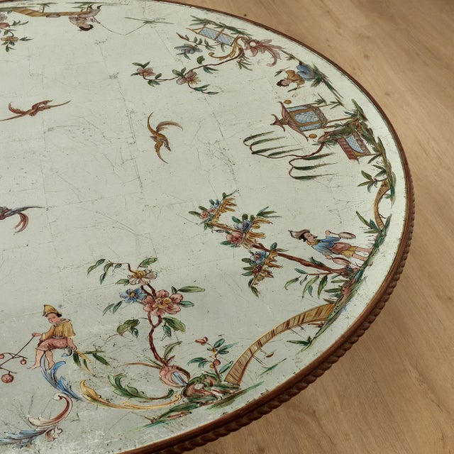 Ornamental & Decorative Materials Antique Italian Chinoiserie Reverse Painted Coffee Table For Sale - Image 7 of 13