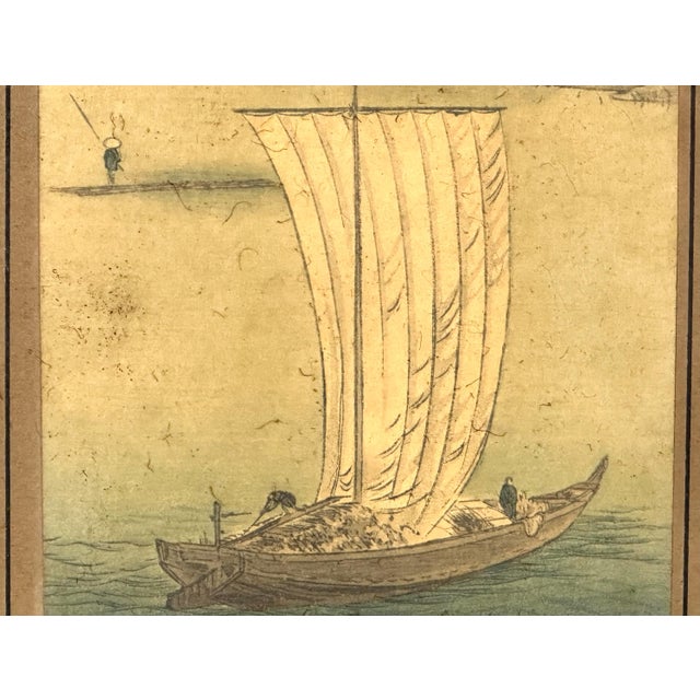 Wood Early 20th Century Japanese Woodblock Fishing Pillar Print by Shoda Koho For Sale - Image 7 of 10