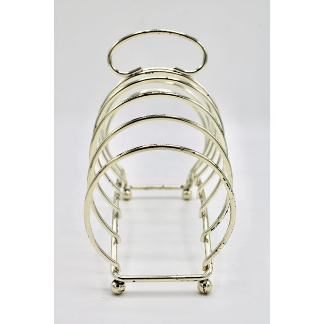 Metal 1940s Vintage English Silverplate Toast Rack / Letter Holder For Sale - Image 7 of 10