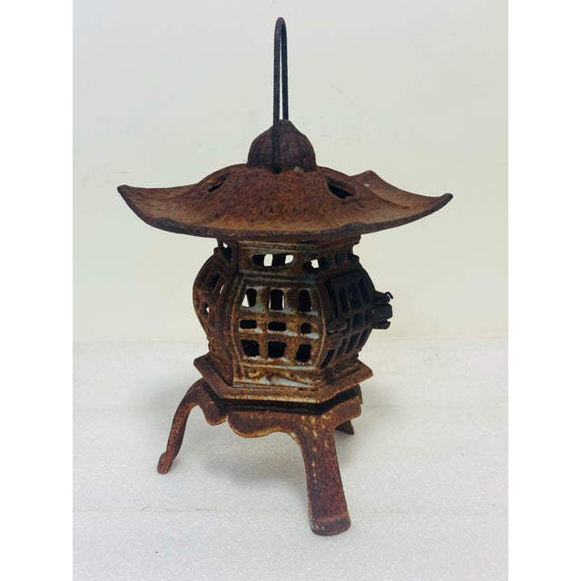 Mid 20th Century Antique Japanese Style Cast Iron Pagoda Garden Lantern For Sale - Image 5 of 12