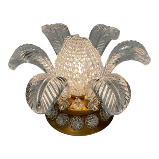 Small Lead Cystal Flower Flush Fixture For Sale