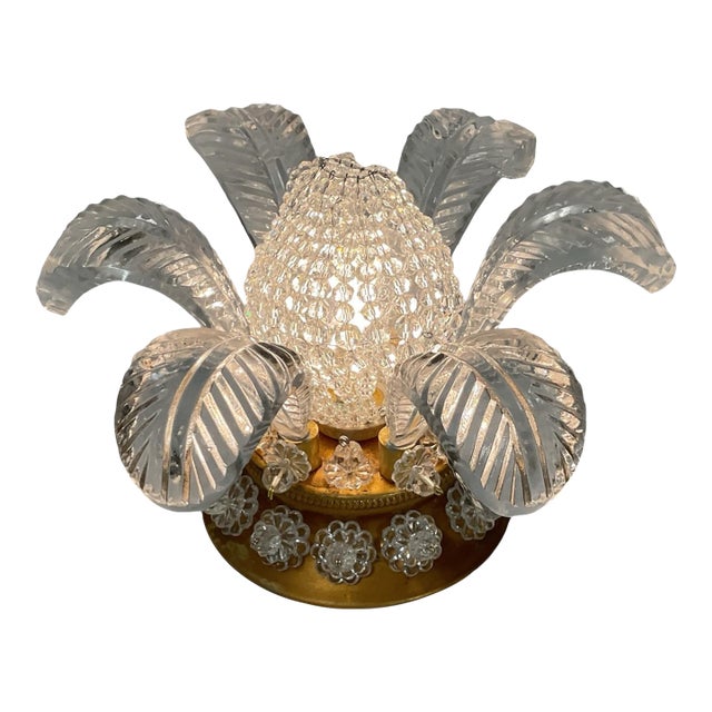 Small Lead Cystal Flower Flush Fixture For Sale
