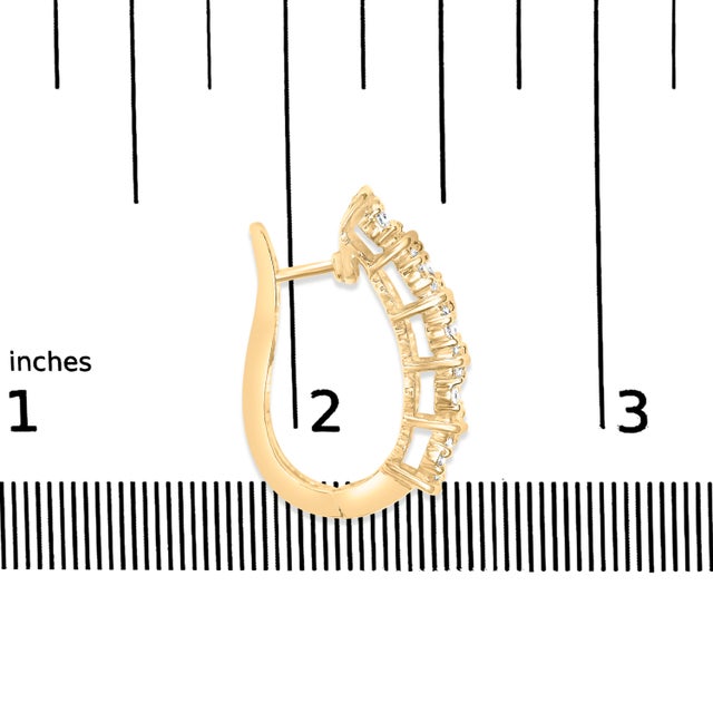 Early 21st Century 14k Yellow Gold 1/2 Cttw Diamond Cluster Hoop Earrings (H-I Color, SI2-I1 Clarity) For Sale - Image 5 of 5