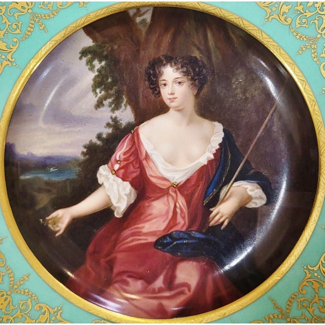 Realism 19th C Austrian Porcelain Royal Vienna Plate "Louise Duchess of Portsmouth" For Sale - Image 3 of 14