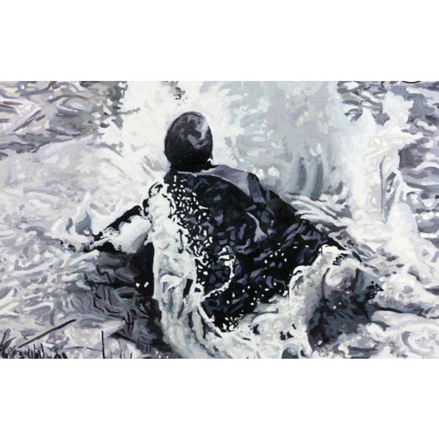 Gina Fiedel, "A Cold Sky " 1986 84" X 66" Oil Painting on Canvas For Sale - Image 10 of 14