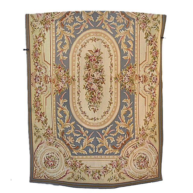Textile Aubusson Rug with Terracotta Border For Sale - Image 7 of 7