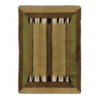 Vintage Swedish Rya Rug, Forest Tones With Vertical Geometry - Rug & Kilim For Sale