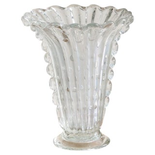 Italian Murano Bullicante Glass Vase Attributed to Barovier & Toso No. 02, 1930s For Sale