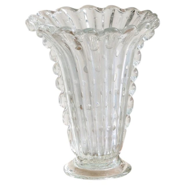 Italian Murano Bullicante Glass Vase Attributed to Barovier & Toso No. 02, 1930s For Sale