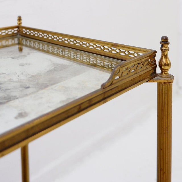 French Two-Tier Side Table with Eglomise Glass Mirror from Maison Jansen, 1950s For Sale - Image 9 of 16