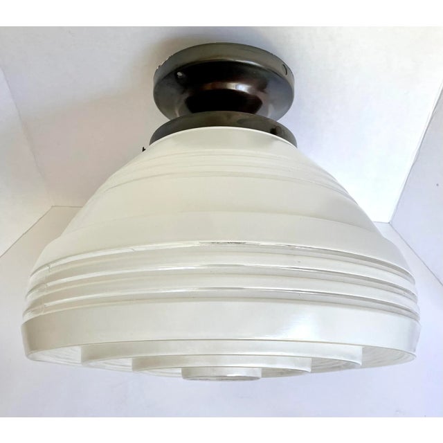 1950's Art Deco Schoolhouse Style Frosted Glass Pendant Shade For Sale - Image 10 of 11