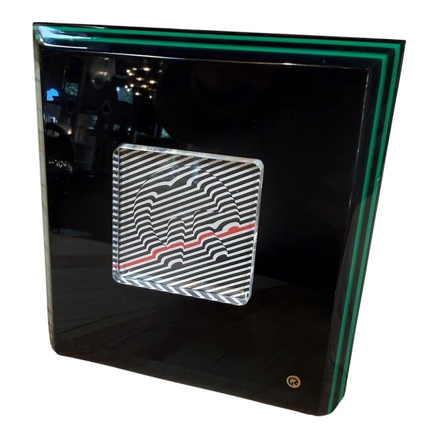 Rede Guzzini Black and Green Picture Frame With Original Box For Sale