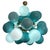 Sputnik-style ceiling lamp with large globes in a vibrant Tiffany blue. The structure is made of gilded brass, with a...