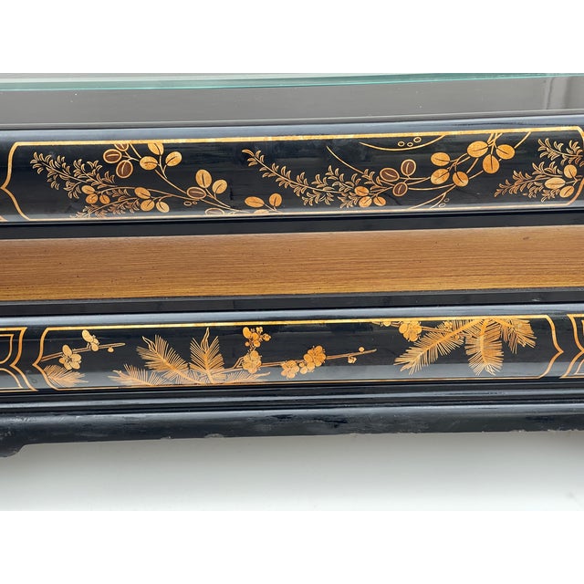 1960s Maitland Smith Style Black Lacquer Book Coffee Table With Drawers For Sale - Image 4 of 8