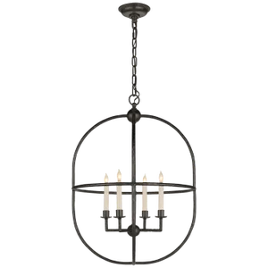 Chapman & Myers for Visual Comfort Signature Desmond Open Oval Lantern in Aged Iron