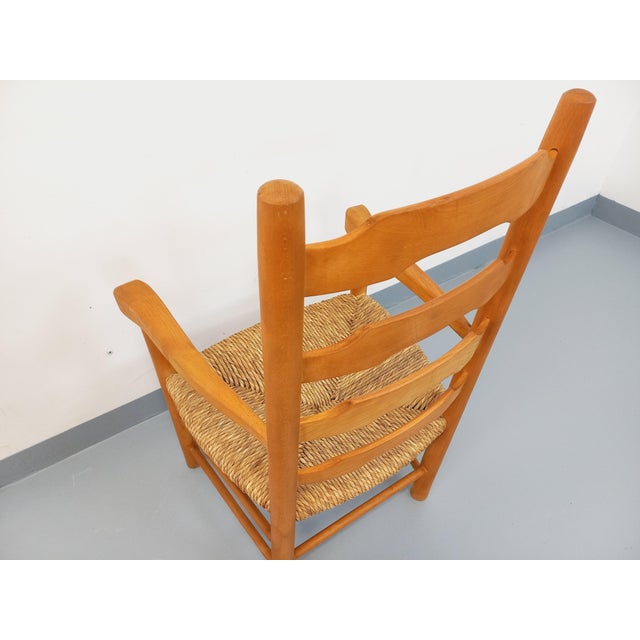 Vintage Armchair in Beech Wood and Straw, 1960s For Sale - Image 4 of 11