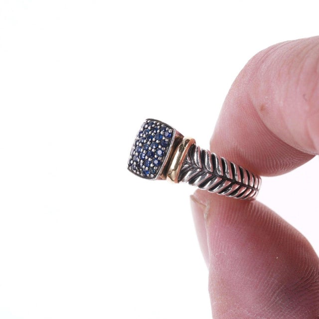 Contemporary Sz7 7 Effy 18k/Sterling Pave Sapphire ring For Sale - Image 3 of 7