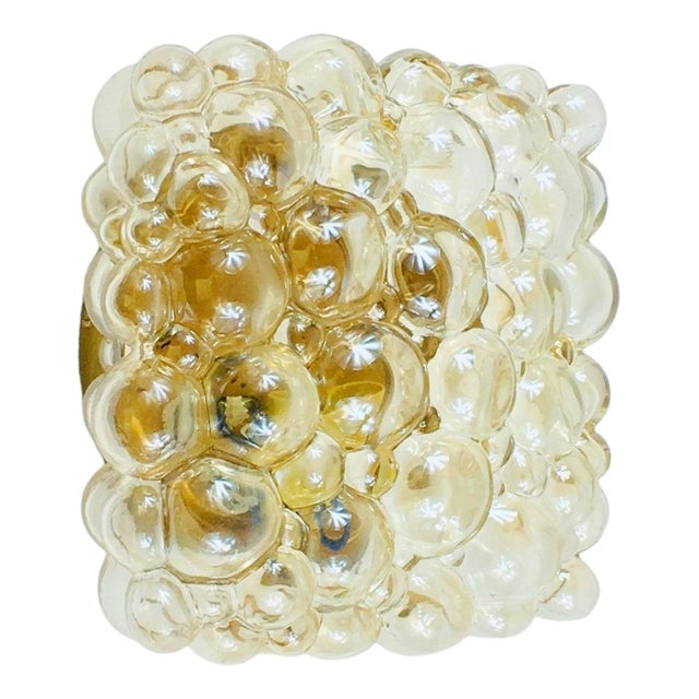 Mid-Century Amber Bubble Glass Wall Light attributed to Helena Tynell for Limburg, Germany, 1970s For Sale