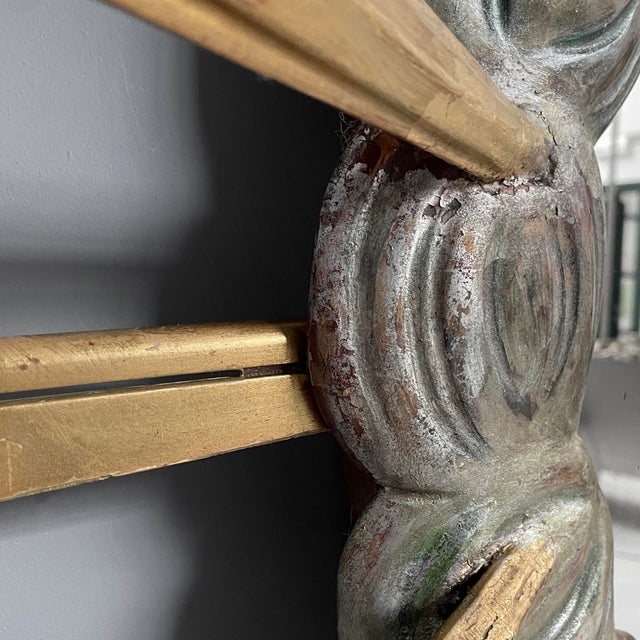 Gold Mid-Century Italian Modern Wooden Round Wall Mirror, 1950s For Sale - Image 8 of 17